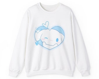 Lindo Kawaii Blue Heart Dog Bunny Unisex Heavy Blend™ Crewneck Sudadera
