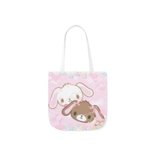 Cute Kawaii Bunnies Friends Polyester Canvas Tote Bag (AOP)