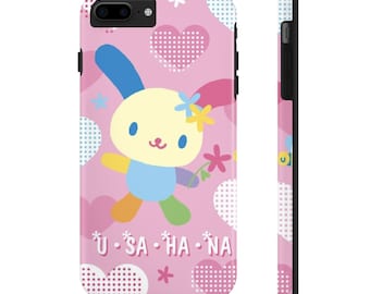 Tęczowe, wytrzymałe etui na telefon z motywem psa i króliczka Kawaii – iPhone i Samsung