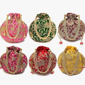 Lote de 200 bolsos de mano bordados hechos a mano para mujer de la India / combo de bolsos potli étnicos para obsequios de boda o de devolución / pulseras de trabajo zari