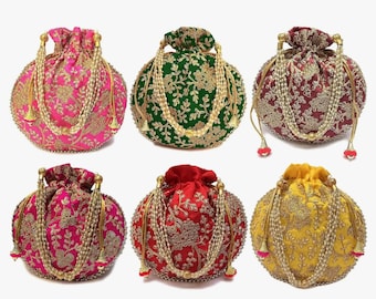 Potli Bags, Lot of 100 Indian Wedding Favor Bags, Embroidered Silk Drawstring Potli Bags, Mehndi Favor, Return Gift Bags, Bridal Potli Bag