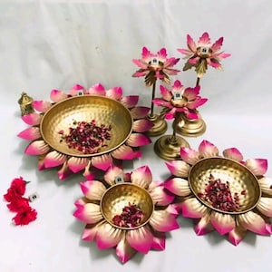 Urli Bowl Set of 6 for Floating Flower For Festive Decor . New Diwali Decoration, Gift for House Warming Diwali Gift, Tea Party, Tealights,