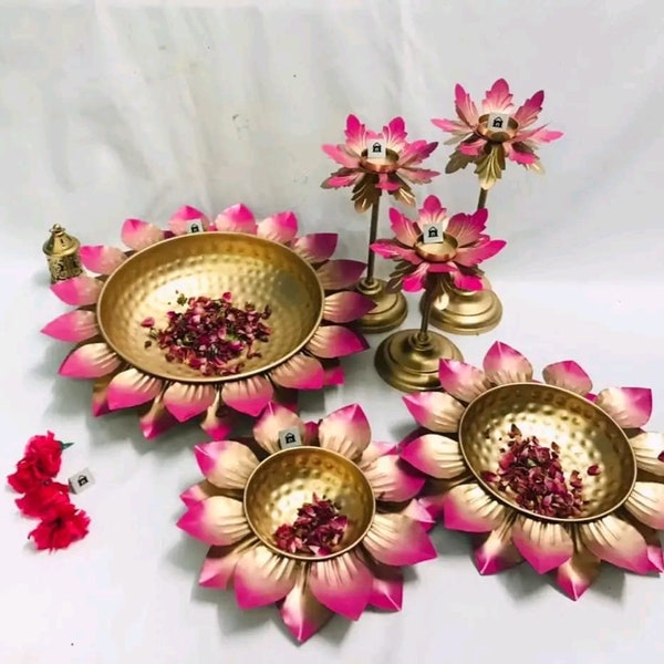 Urli 6er Set Schale für Floating-Blume Für Festliche Dekoration. Neue Diwali Dekoration, Geschenk zur Hauseinweihung Diwali Geschenk, Tee-Party, Teelichter,