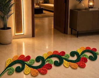 Resuable Rangoli Floor Mat for Diwali Decorarion, Indian Festive Entrance Decor, Temple Decoration  Pooja mat, Housewarming Gift
