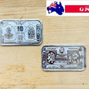 999 Pure Silver Ganesha Lakshmi / Laxmi Ten Gram biscuit - 10-gram Diwali coin