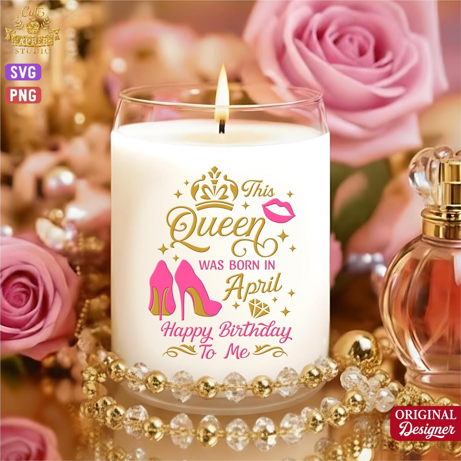 This Queen Was Born in April Svg Png, April Queen Svg, Pink Heel ...