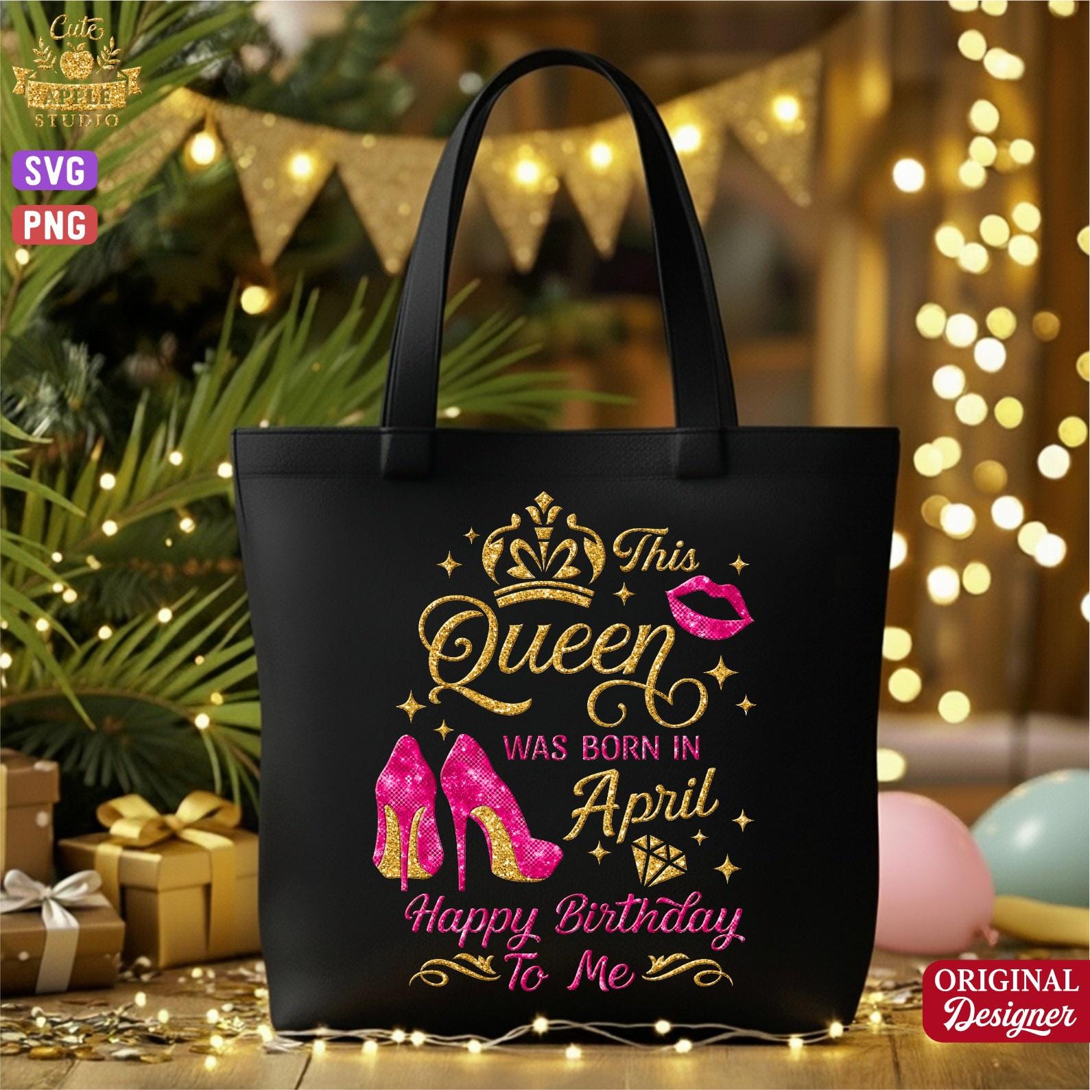This Queen Was Born in April Svg Png, April Queen Svg, Pink Heel ...