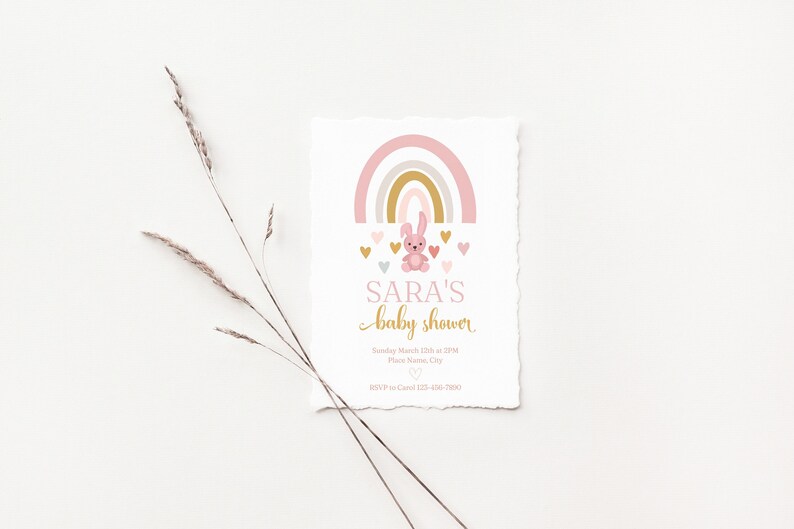 Rainbow Baby Shower Canva Invitation Etsy