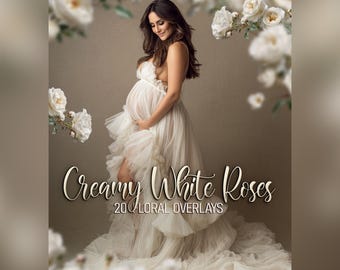 Creamy White Roses Floral Overlays