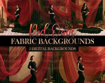 Red Oasis Fabric Background Digital Background