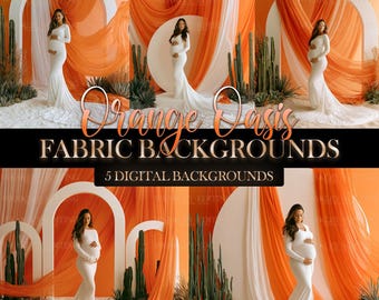 Orange Oasis Fabric Background Digital Background