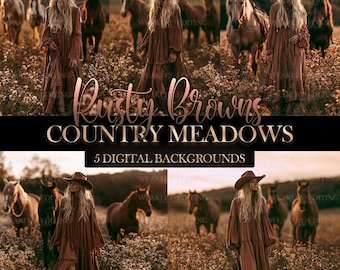Rusty Browns Country Meadows Digital Background