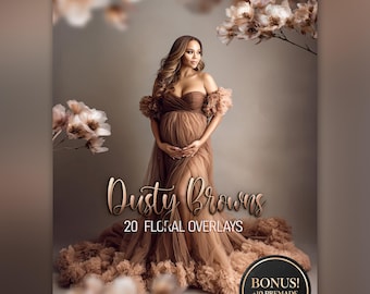 Dusty Brown Floral Overlays