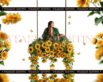 Sunflower Floral Swing Digital Backdrop