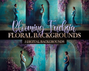 Blooming Fuchsia Floral Backgrounds Digital Background