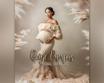 Beige Pampas Floral Overlays