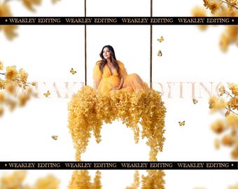 Yellow Blossoms Floral Swing Digital Backdrop