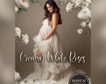 Creamy White Roses Floral Overlays