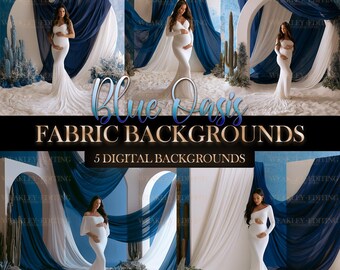 Blue Oasis Fabric Background Digital Background