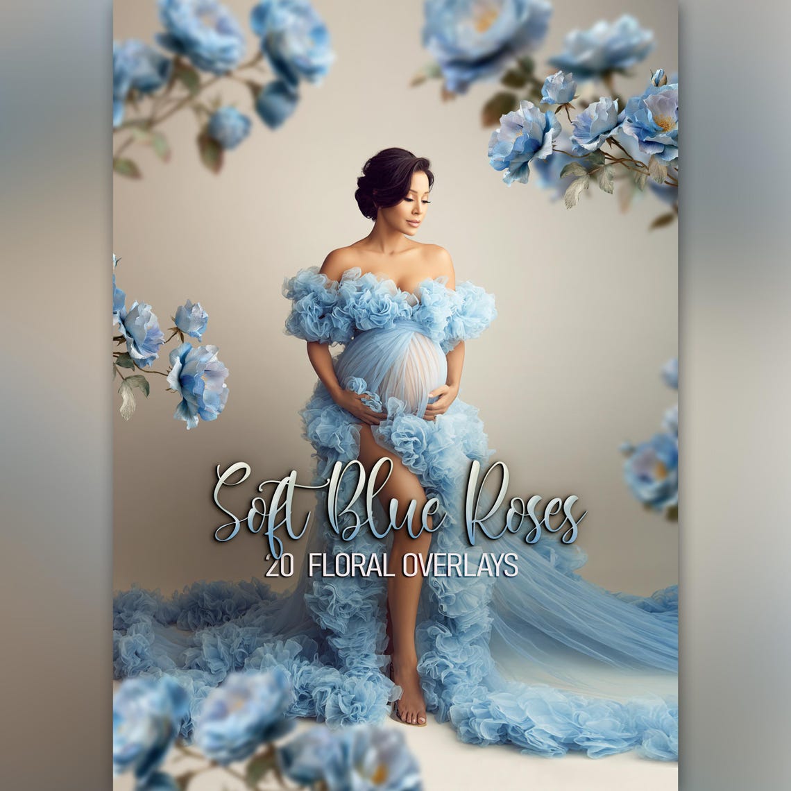 Blue Roses Overlay Soft Blue Roses Floral Overlays - Etsy
