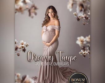 Dreamy Taupe Floral Overlays