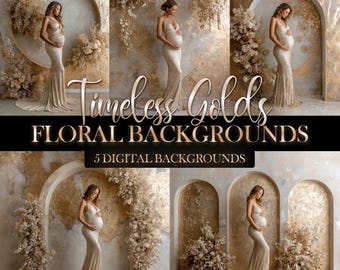 Timeless Golds Floral Backgrounds Digital Background