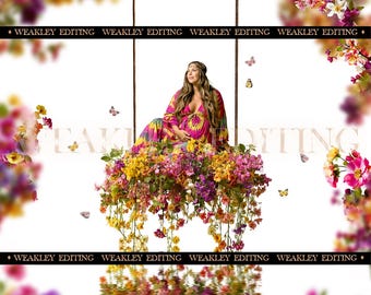 Spring Hippie Floral Swing Digital Backdrop