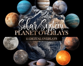 Solar System Overlays, Planets, Sun, Moon, PNG Overlays
