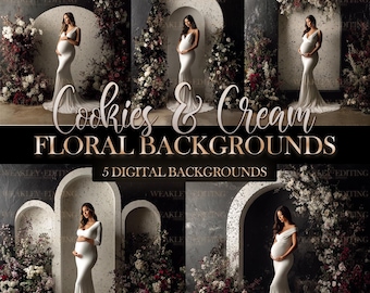 Cookies and Cream Floral Backgrounds Digital Background
