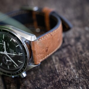 Watch strap made of genuine ostrich leather. Hand-stitched & Made in Germany