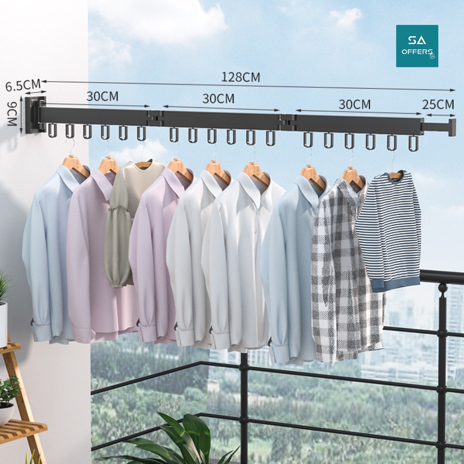 Foldable Wall Mounted Clothes Hanger Rod Hanger Rod for Etsy