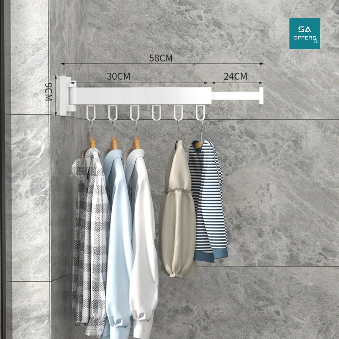 Foldable Wall Mounted Clothes Hanger Rod Hanger Rod for Etsy