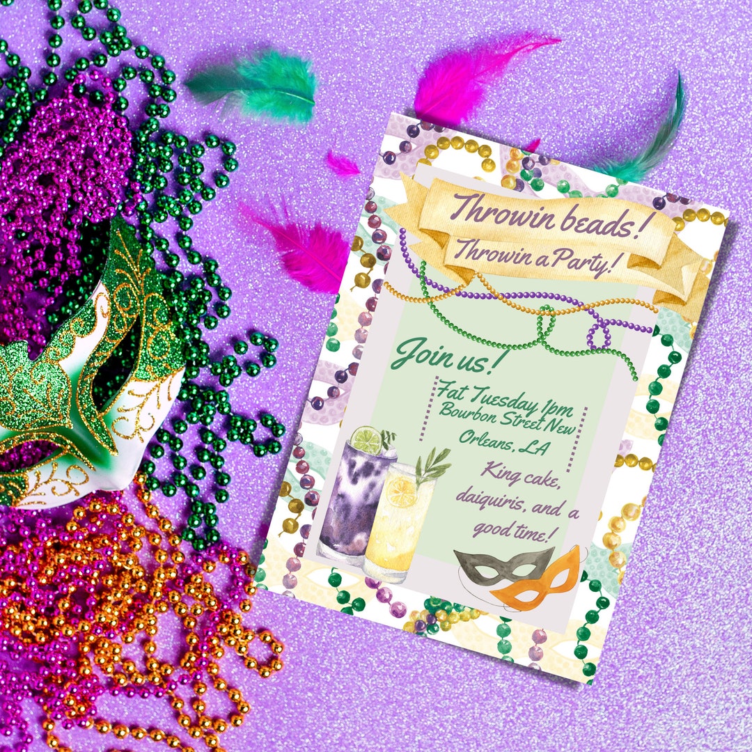 mardi gras brunch invitation
