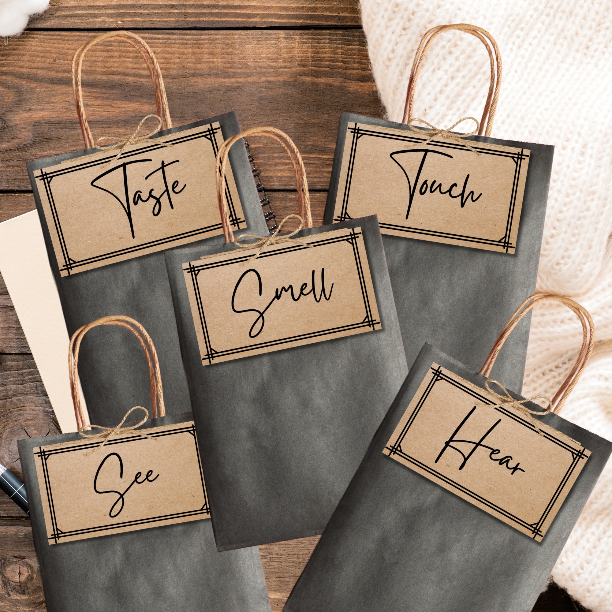 5 Senses Gift Bags for Him Five Senses Tags Set Gifts for Husband