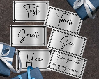 Printable 5 senses Gift Tags for Him Gifts for Boyfriend Gift for Anniversary Gift Spouse Anniversary Gift Tags Gift Ideas for Spouse Gift