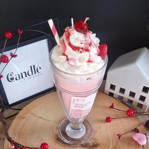 Strawberry Milkshake Scented Candle: Artisanal Soy Wax Dessert Candle | Milkshake Candles | Dessert Candles | Strawberry scented Candle