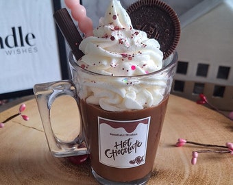 Hot Chocolate Scented Candle - Artisanal Soy Wax Large Candle - Refreshing Hot Chocolate and Macaron Fragrance | Dessert - Drinks Candle