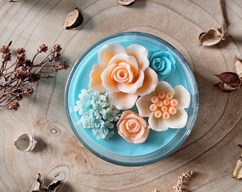 Handmade Floral Soy Candle | Artisanal Scented Candle in Ceramic Holder