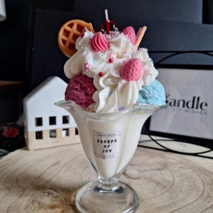 Ice Cream Sundae Scented Candle: Handmade Soy Wax Dessert Candle