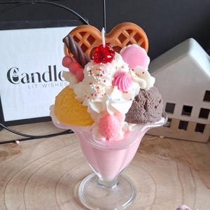 Handmade Ice Cream Sundae Scented Soy Candle | Dessert Candle | Ice cream Sundae Candle | Refreshing scent | Large Dessert Candle