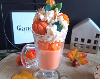 Autumn Blossom Handmade Soy Candle – Artisanal Scented Candle with Pumpkin spice scent | Fall candles | Fall Dessert Candles|Dessert Candles