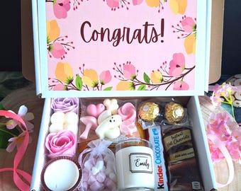 Personalized Congratulations Gift Box: Candle, Wax Melts & Treats | Special Occasion Gift box | Candles Gift Box | Wax melts | Gift for her