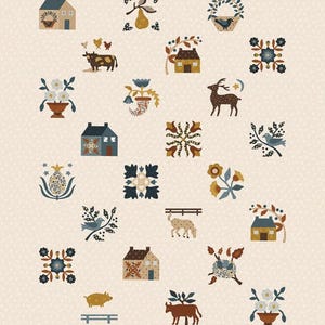 Buttermilk Homestead fabric appliqué panel by Stacy West of Buttermilk Basin 36” x 42”