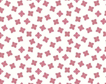 Colección Red Hot - Pétalos en blanco roto de Riley Blake Designs - Flores rojas sobre fondo blanco - Corte de 2 yardas