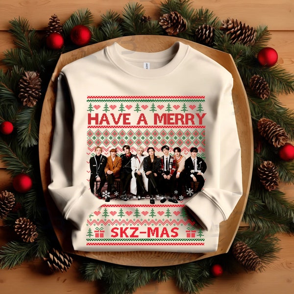 Ugly Have a Merry SKZ-Mas Sweater, Christmas Stray Kids Sweatshirt, Stray Kids Rock Star Hoodie, Ugly Xmas Stray Kids Shirt