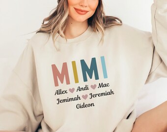 Custom Mimi Sweatshirt: Personalized Grandma Gift with Kids Names