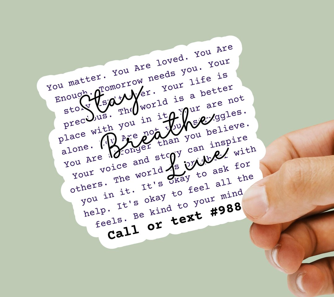 Mental Health Awareness Sticker Suicide Prevention Decal Inspirational ...