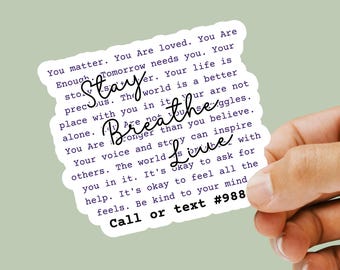 Mental Health Awareness Sticker Suicide Prevention Decal Inspirational Quote Vinyl Sticker for Laptop Water Bottle Gift for Friends
