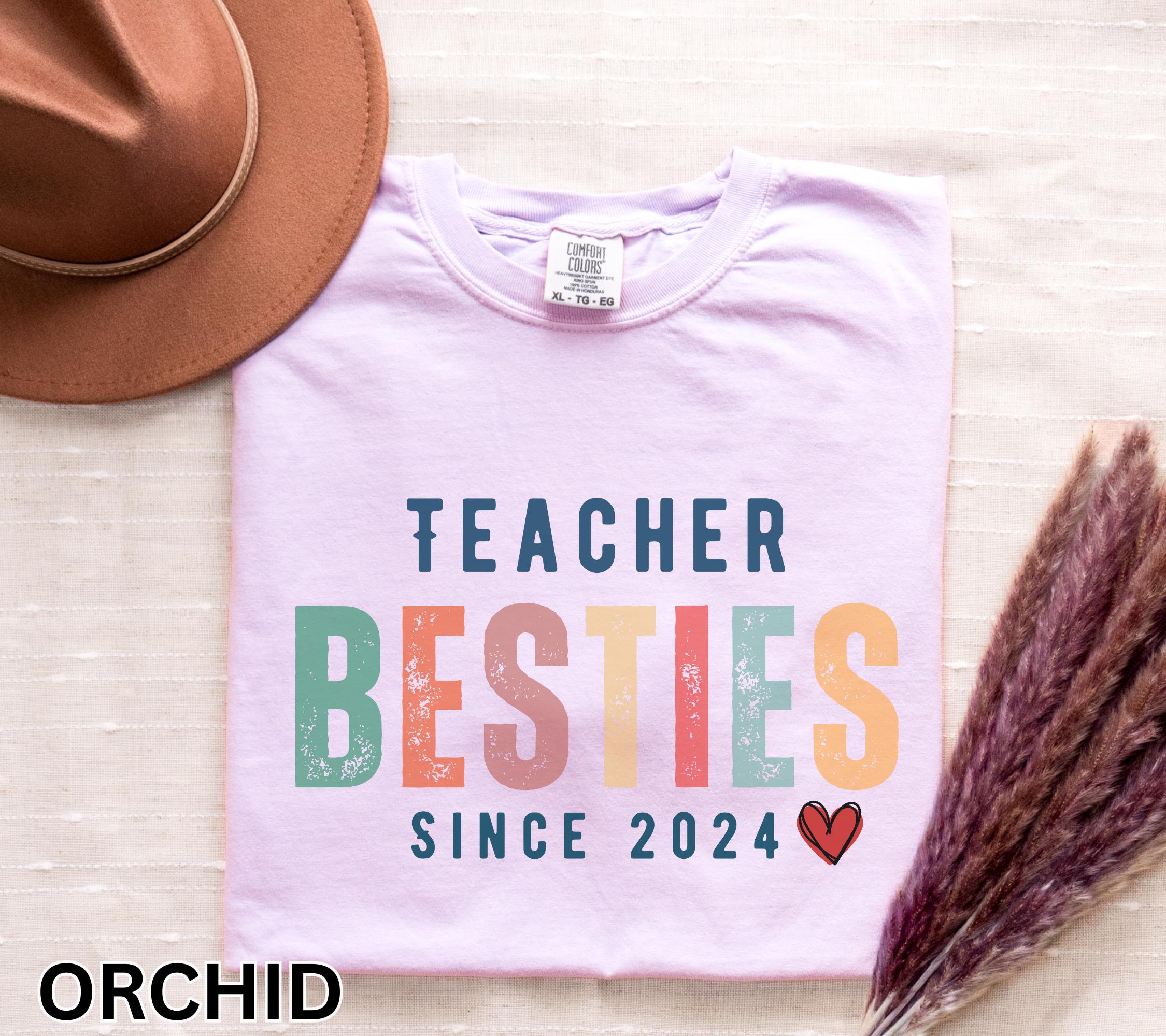Teacher Besties Comfort Colors Shirt for Coworker Friends Matching Teacher Shirts Cute Teacher BFF Gift Idea for Best Friends
