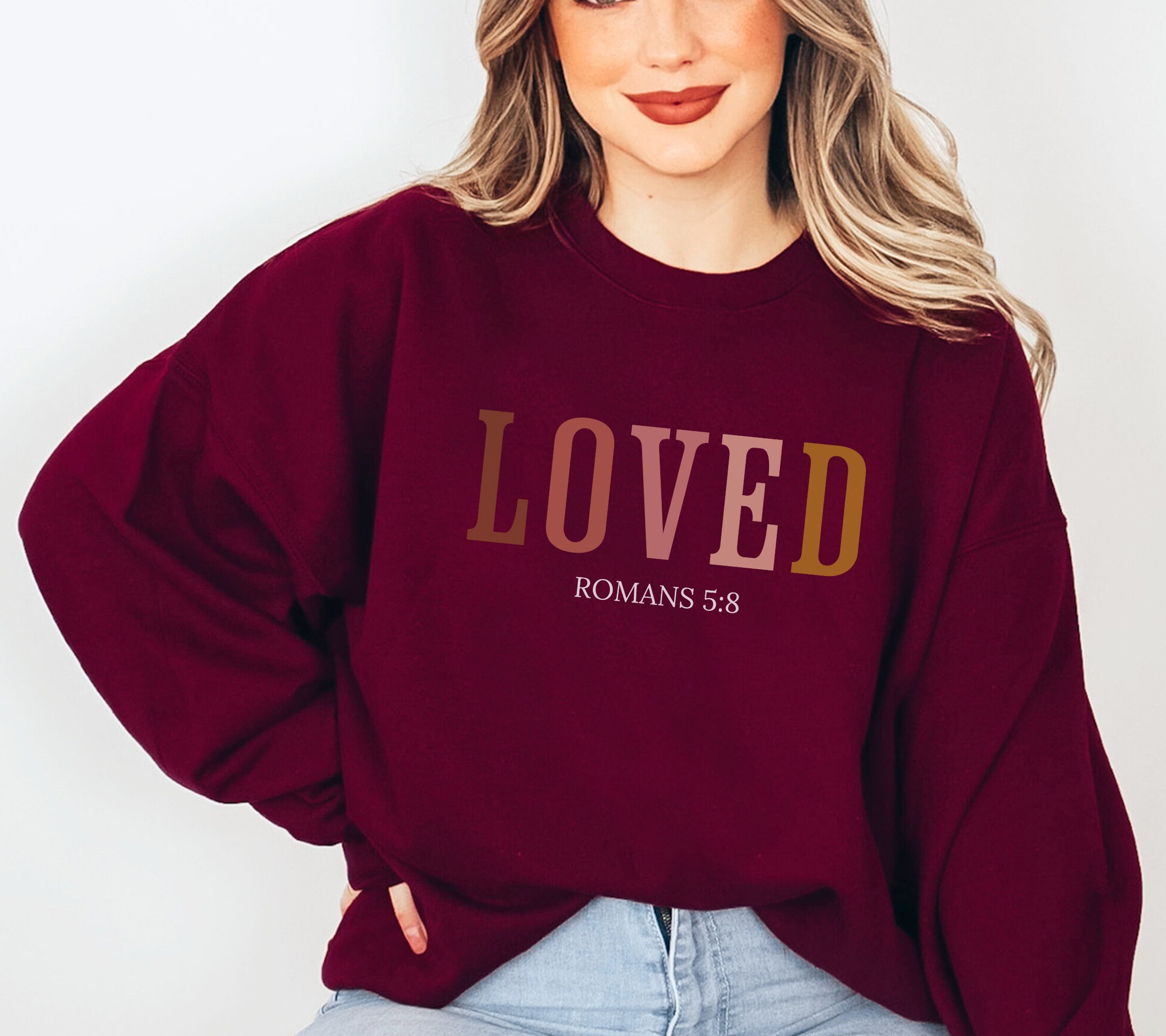 Light Pink love like Jesus Valentines Day Mock Neck Sweatshirt main image 0
